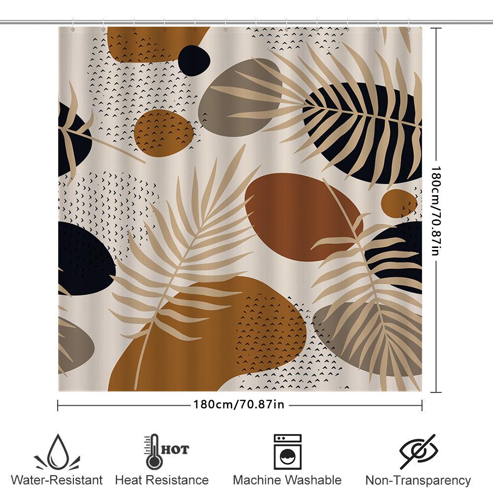 Natural Leaves Pattern Shower Curtain Modern Bath Decor For Home Decoration