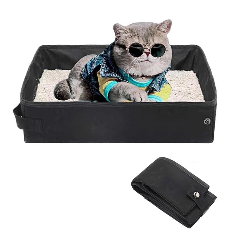Portable Waterproof Foldable Cat Litter Box with Storage Bag