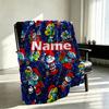 Custom Name Personalized Blue Smurfs Print Blanket, Home Decor, Bedroom, Sofa, Camping, Couch, Gifts for Birthday Christmas