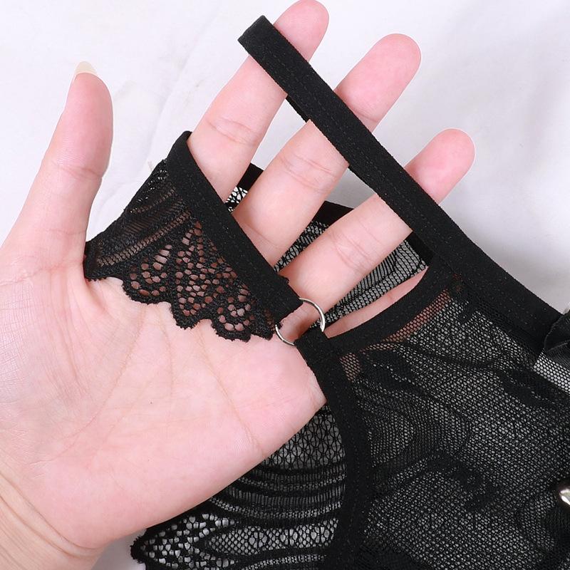 Sexy Spitzen-String Damen Unterwäsche Transparent Schleife Mesh Slips Durchsichtig Weich Einfarbig T-Hose Erotische Dessous