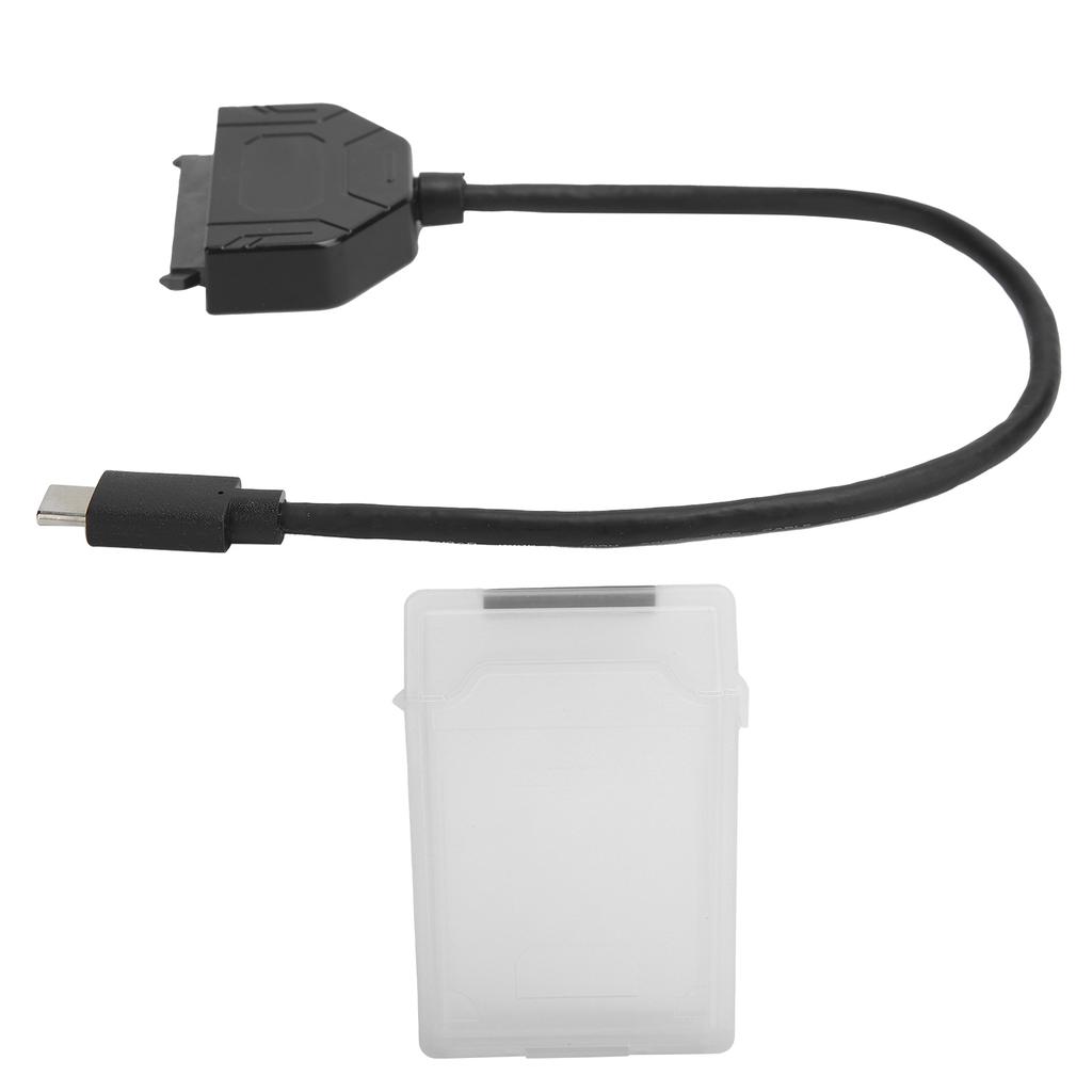 TypeC SATA Adapter 2.5in USB 3.0 10G SSD HDD Hard Disk Drive Cable Protection Box(White )