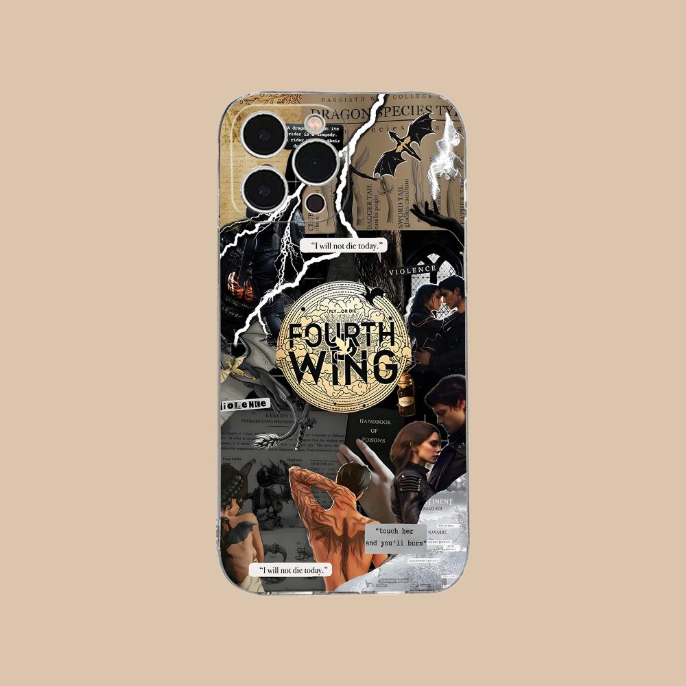 Anime Fourth Wing Phone Case for iPhone 16 15 14 13 12 11 X XR XS 8 6 Pro Max Plus Mini Clear Colour Printing Smartphone Cover