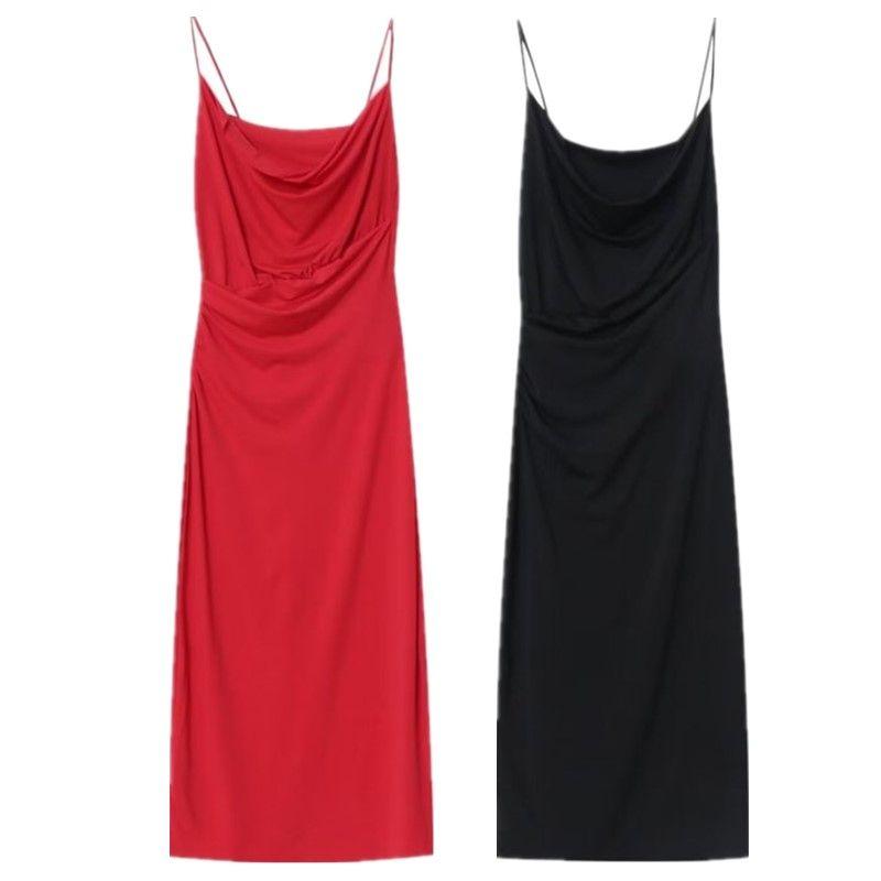 Fashion Style 2024 Autumn New Arrival Women's Temperament Wild Two-Color Women's Sling Long Dress 1165174