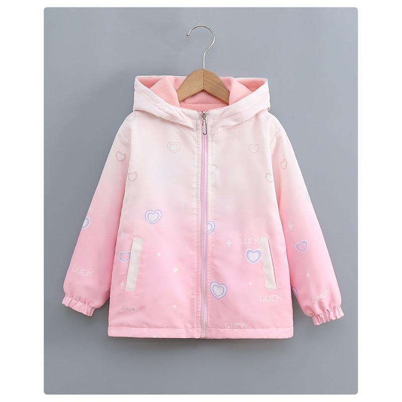 Girls Double Sided Fleece Thickened Hooded Children Casual Jacket