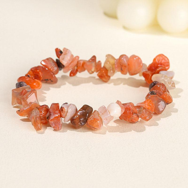 Natural Crystal Stone Bracelet Irregular Reiki Lucky Elastic Bracelet Ladies Fashion Strawberry Crystal Amethyst Jewelry