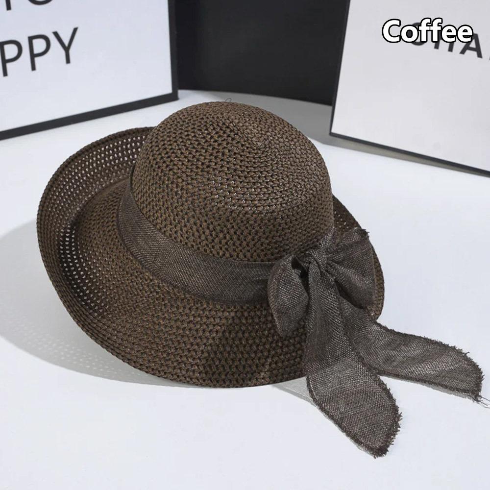 1Pcs Vintage Summer Sun Hat with Bowknot Casual Straw Cap New Women Hat  for Outdoor Travel Beach