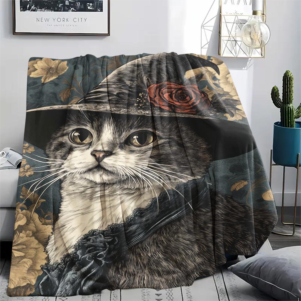 Cats and Leopards Print Flannel Blanket,High Quality Comfortable for All Seasons,Home Decor,Warmth and Comfort,Perfect for Christmas Gifts
