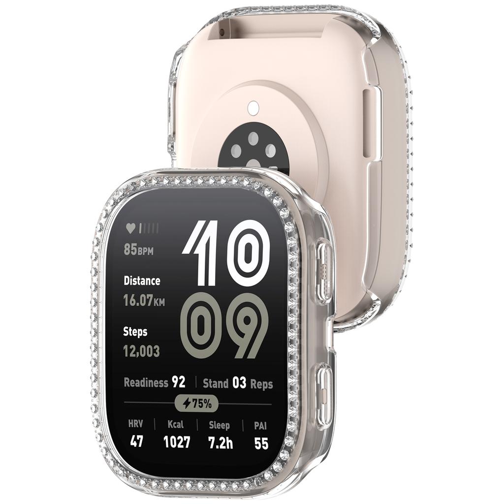 Für Huami Amazfit Bip 6 (A2435) Transparente Uhrenhülle Strass Dekoratives Hohldesign PC Uhrenabdeckung