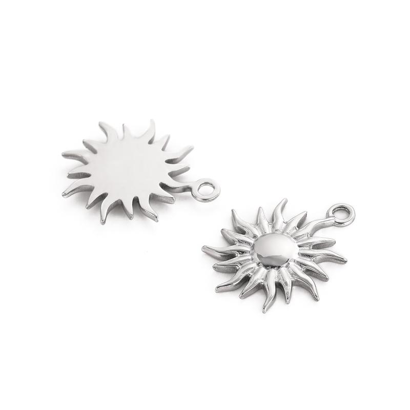 Colorful 18K Gold Plated Oil Drop Stainless Steel Charms Enamel Sun Flower Moon Pendants For Necklace Jewelry Making