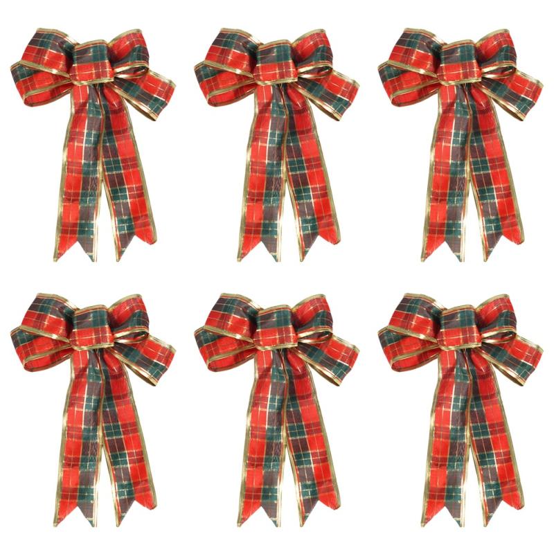 

6 Pieces Christmas Bows Holiday Christmas Wreaths Bows Xmas Tree Decoration Bowties DIY Gift Wrapping for Home Party Decor