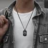 Double Sided Wolf Necklace for Men, Gothic Black Stainless Steel Dog Tag Pendant, Wild Military Tough Man Punk Rock Jewelry
