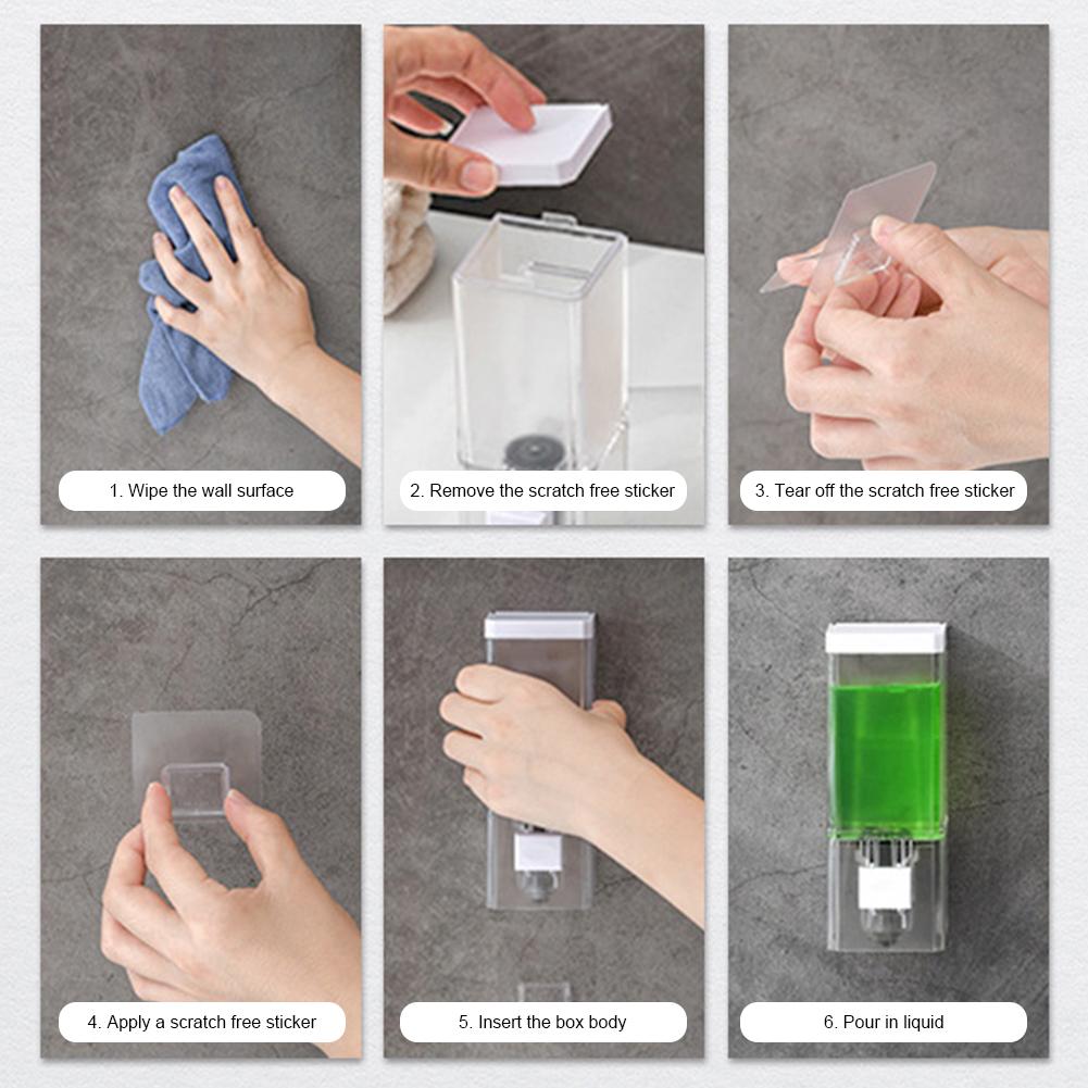 Punch-Free Wall Mounted Soaps Dispenser Manual Plastic Hand Soaps Storage Bottle For Washroom Hotel