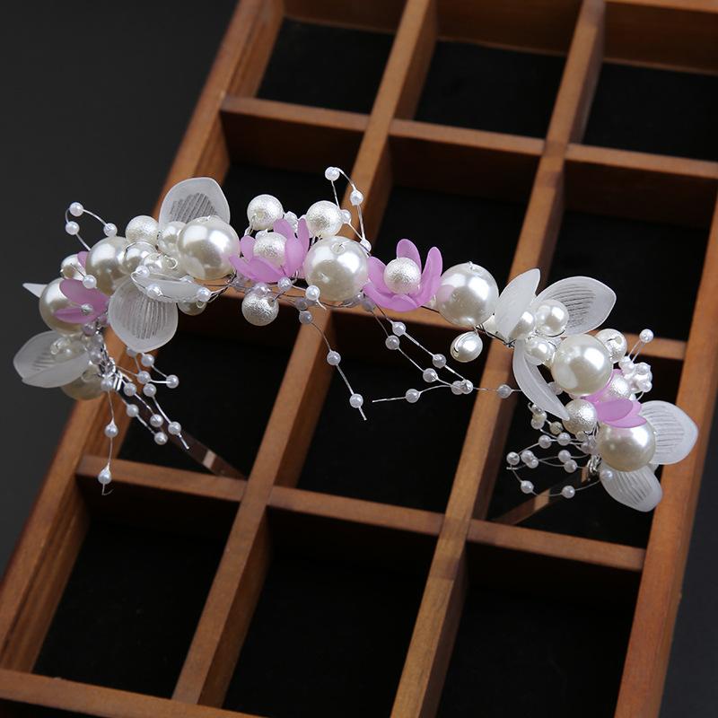 Pearl headband flower wreath headband Mori bride crown sweet knot wedding dress beaded headdress