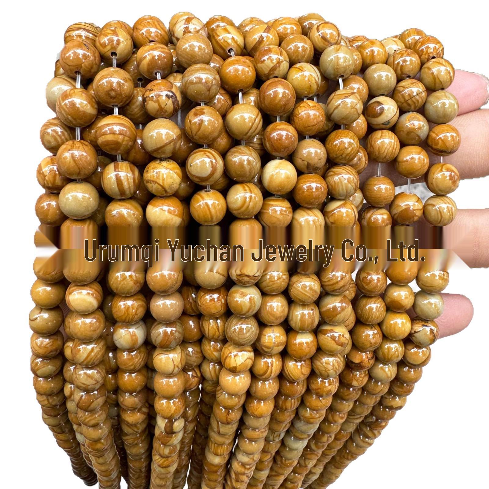 Natural Yellow Wood Grain Round Loose Beads for Handmade DIY Jewelry Accessories 4mm (about 88 beads)