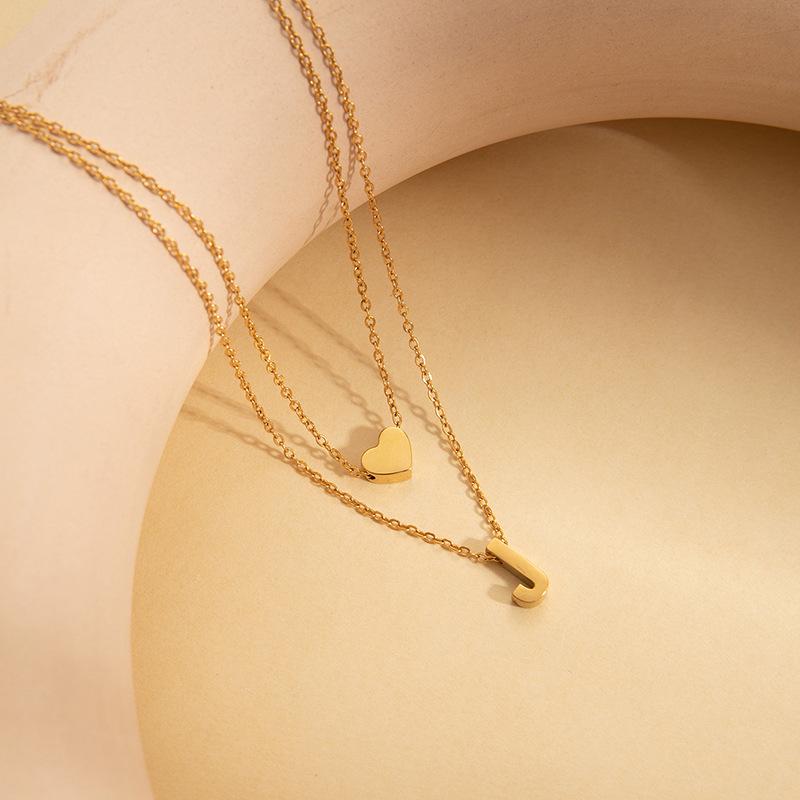 European & American Titanium Steel Letter Necklace for Women - High-End Luxury Clavicle Chain, Colorfast Stainless Steel Jewelry