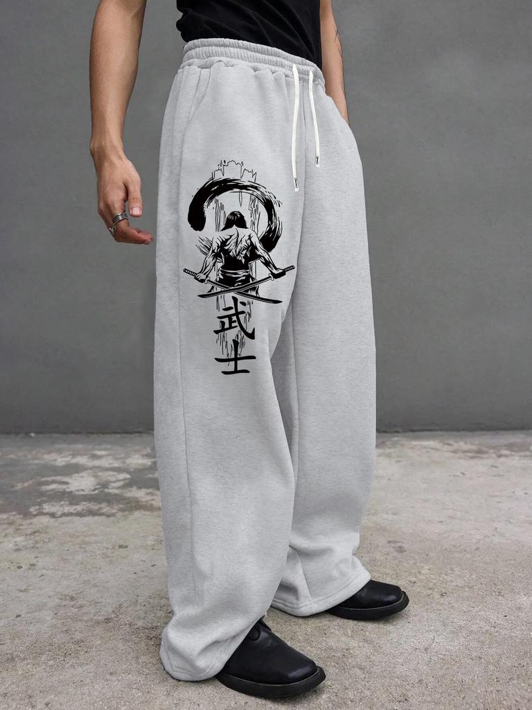 Herren-Jogginghose mit Taschen & Kordelzug - Weite Lounge-Sweathose für Laufstrecke, Yoga, Jogginghosen