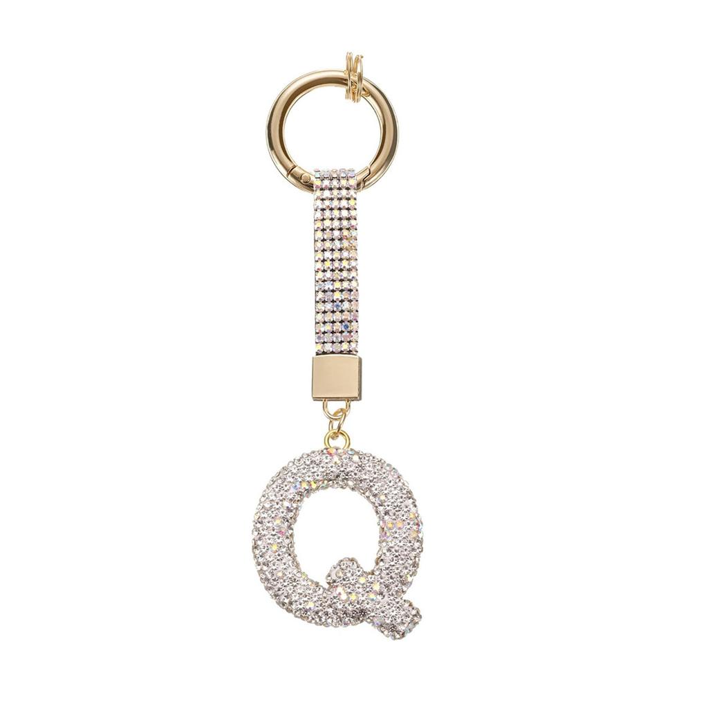 Personalized Alphabet Keychain with Sparkling Rhinestones Durable Alloy Jewelry Accessory for Fashionable Daily Use
