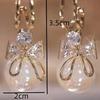 1 Pair Women's Sparkling Crystal Pendant Earrings Bow Shaped Design Gold Natural Zircon Pendant Elegant Fashionable Earrings