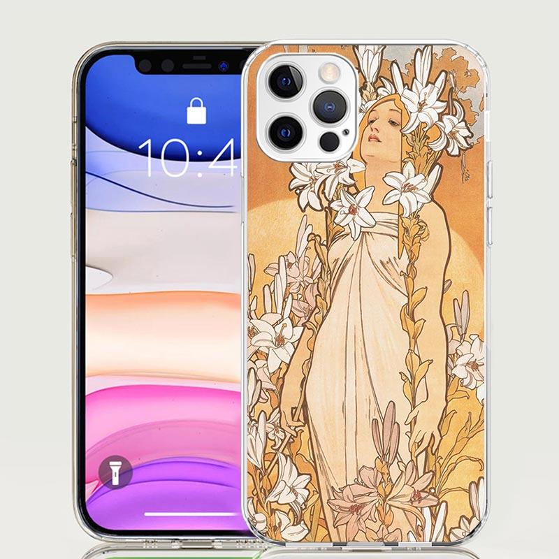 Alfons Mucha Primavera Case Phone Cover for Apple iphone 16 15 14 13 12 Mini 11 Pro Max 16E X XS XR 7 Plus 8 + SE 2020 Trend Fun