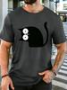 Unisex Crew Neck Tee Minimal Big Eye Black Cat Graphic Print Short Sleeve Top Summer Daily Outdoor Loose Soft Casual Basic Tee Wear