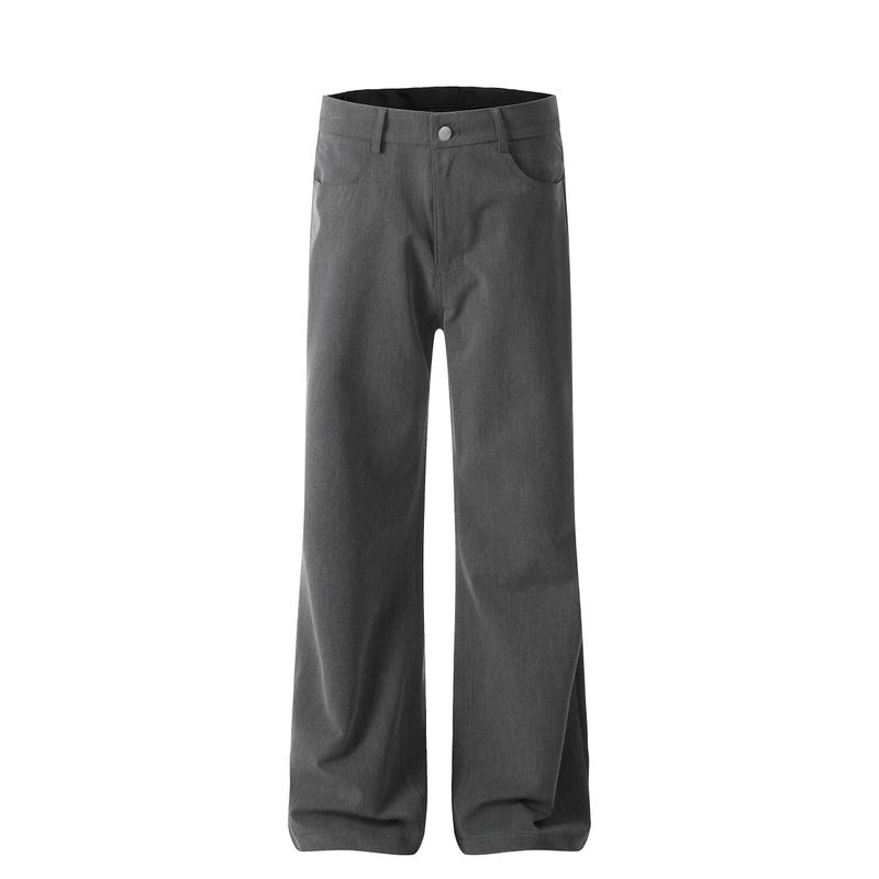Blaexit American-Style Cleanfit Curved-Leg Flared Trousers for Men, Straight-Leg Drape Minimalist Old Money Vibe Pants