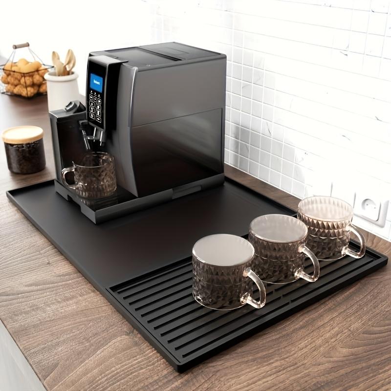 2-in-1 Silicone Coffee Bar Mat - Non-Slip Counter Protector for Espresso Machine (23.6x15.7in), Dishwasher Safe