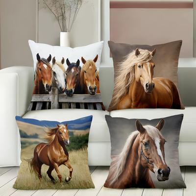 Beautiful Horse Pattern Decorative Cushion Covers For Home Polyester Pillowcase, Sofa Decorative Cushion Cov Headboard Pillow