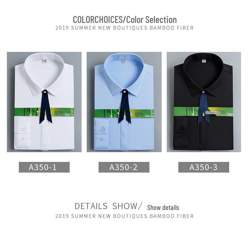 Damska koszula formalna z długim rękawem z włókna bambusowego - Biała, Niegniotliwa