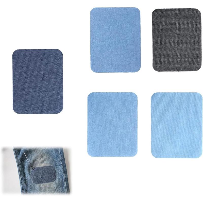 Iron On Patches for Jeans, Jackets, and Bags Set Cotton Denim Trouser Patches with Oval and Square Patterns