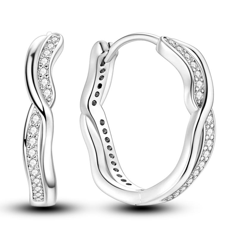 HOT SALE 2025 Sparkling Zircon Star Moon Sun Hoop Earrings 925 Silver Circle Round Earrings for Women Wedding Engagement Jewelry