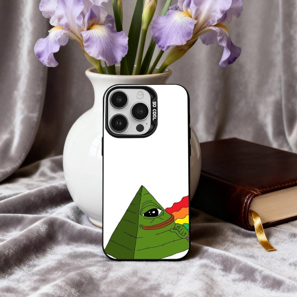 Lustige P-Pepe der F-Frosch Handyhülle Für iPhone17,16,15,14,13,12,11 Plus,Pro Max Schwarz Candy Silberbeschichtete Hülle