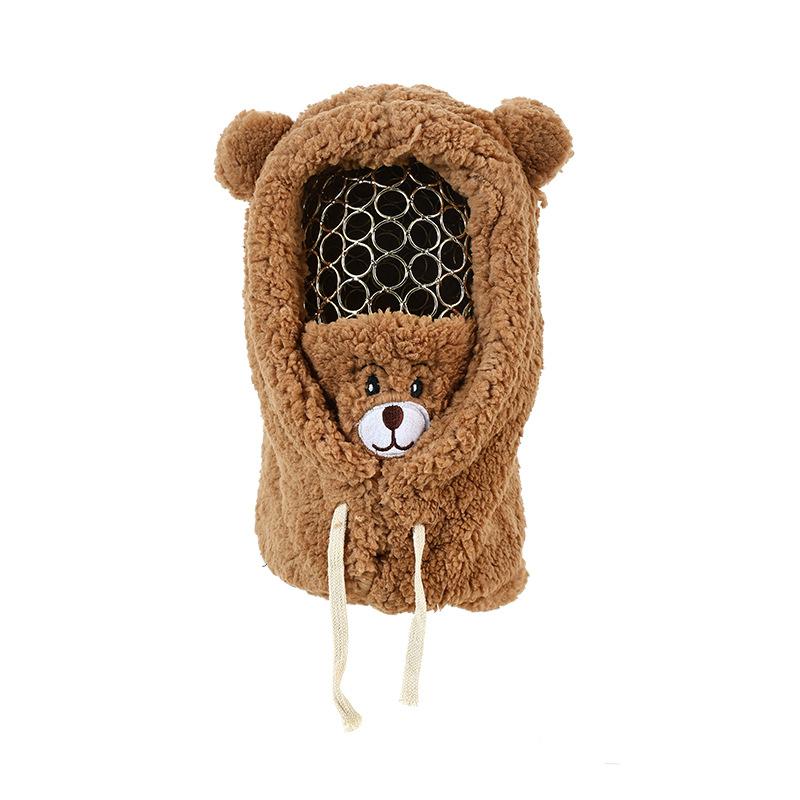 

Cute bear mask scarf hat versatile warm windproof pullover hat ear protection lamb wool hat average size (56cm~ 58cm)