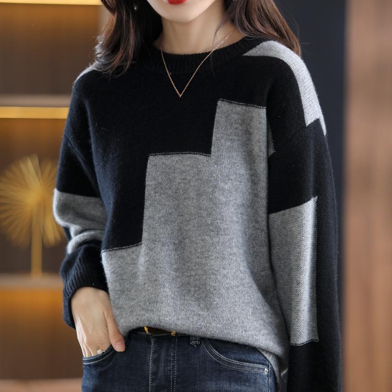 Winter Damenmode Reine Farbe Hochwertiger Kaschmir Basic Pullover Pullover O-Ausschnitt Lässig Wärme Komfort