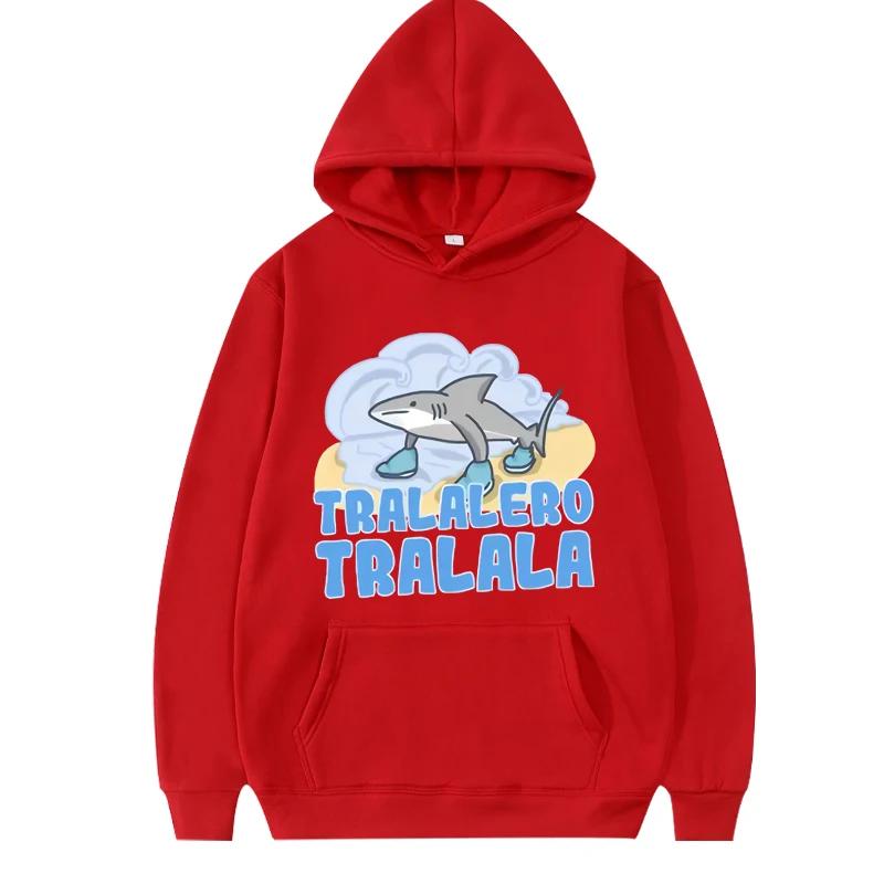 

Tralalero Tralala Shark Anime Style Hooded Sweatshirt for Women Long Sleeved Top Autumn and Winter Warm Pullover 3XL