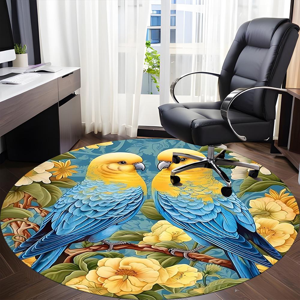 1PC Parrot Floral Office Round Area Rug, Indoor Mat Suitable For Office, Under Office Chairs Bedroom Living Room Home Decor, Room DecoT1223063