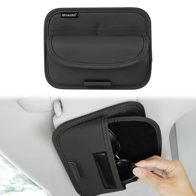 Nalaina Car Storage Sun Visor Pocket PU Sunglasses Pocket Card Holder Receipt Parking Ticket Small Item Storage Large Capacity Multifunctional Pocket