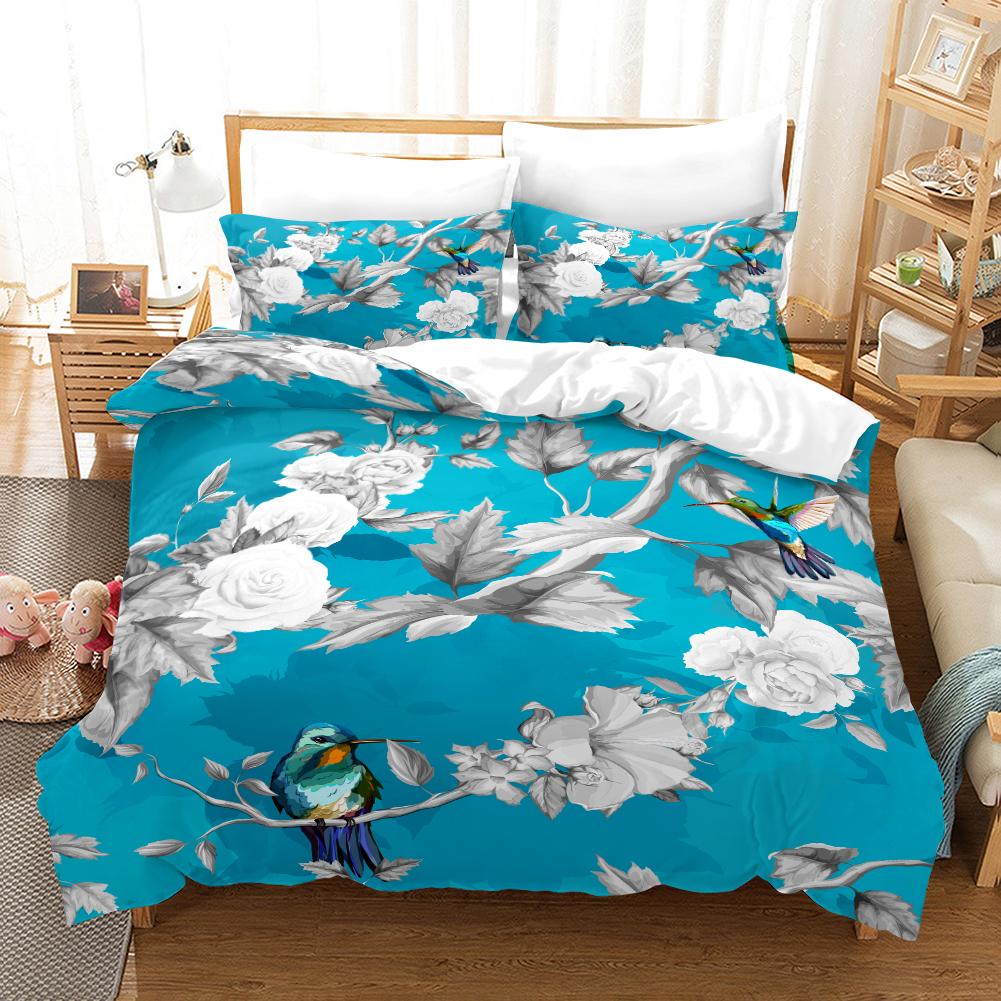 Floral Style - Digital Printed Duvet Kit - Polyester - Bedroom Decor -1 Bed Cover +2 Pillowcase (no Pillow Core)