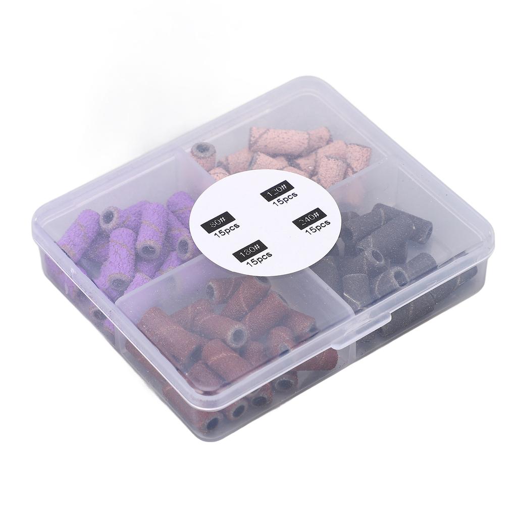 60PCS Drill Sanding Band Effective Dead Skin and Calluses Removal Professional Nail Sanding Rings Fo