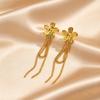 Exquisite Stainless Steel Flower Long Tassel Drop Earrings for Women Gold Plated Trendy Hypoallergenic Piercing Jewelry Gifts