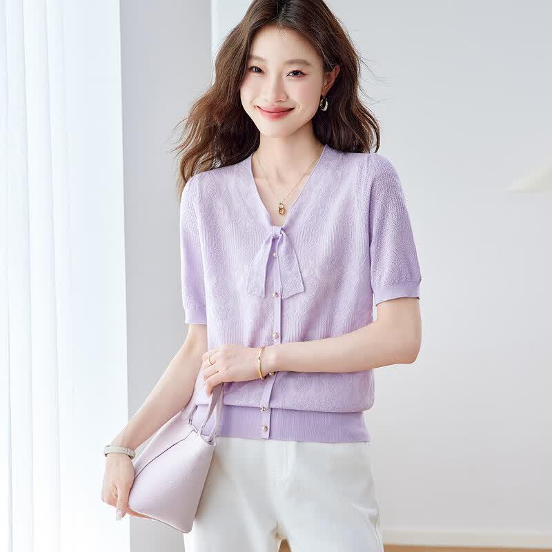 Srcr Women's French Style Silk Blend Knit T-Shirt