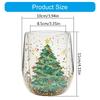 Drinking Cup with Christmas Tree Sparkles Double Walled Sparkling Christmas Tree Glass Mug for Warm Beverages
