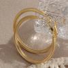 LNCHRAN Gold Copper Texture Round Spring Hoop Earrings for Women