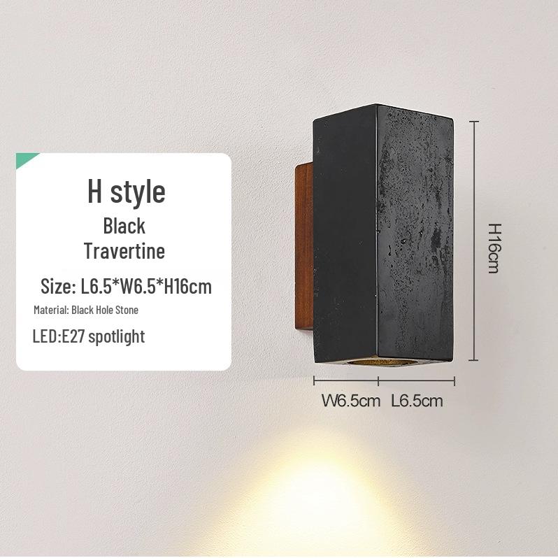 Black and Yellow Travertine Minimalist Wall Sconce for Bedroom, Living Room, or Staircase