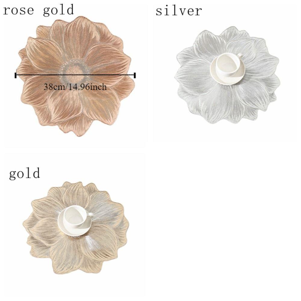 2PCS Solid Color Flower Shaped Placemat Oil-Resistant Tableware Mat Creative Coaster  Living Room