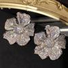 Hyperbole Big Flower Stud Earrings Aesthetic Accessories for Women Full Sparkling Cubic Zirconia Wedding Luxury JewelryGood Product
