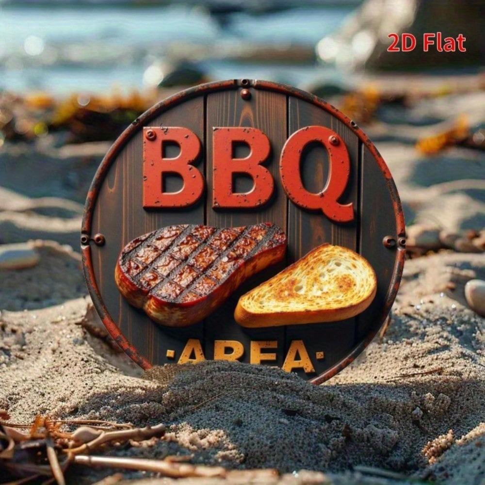 Vintage Metal BBQ Sign Rustic Wall Decor Grilling Kitchen Garden Garage