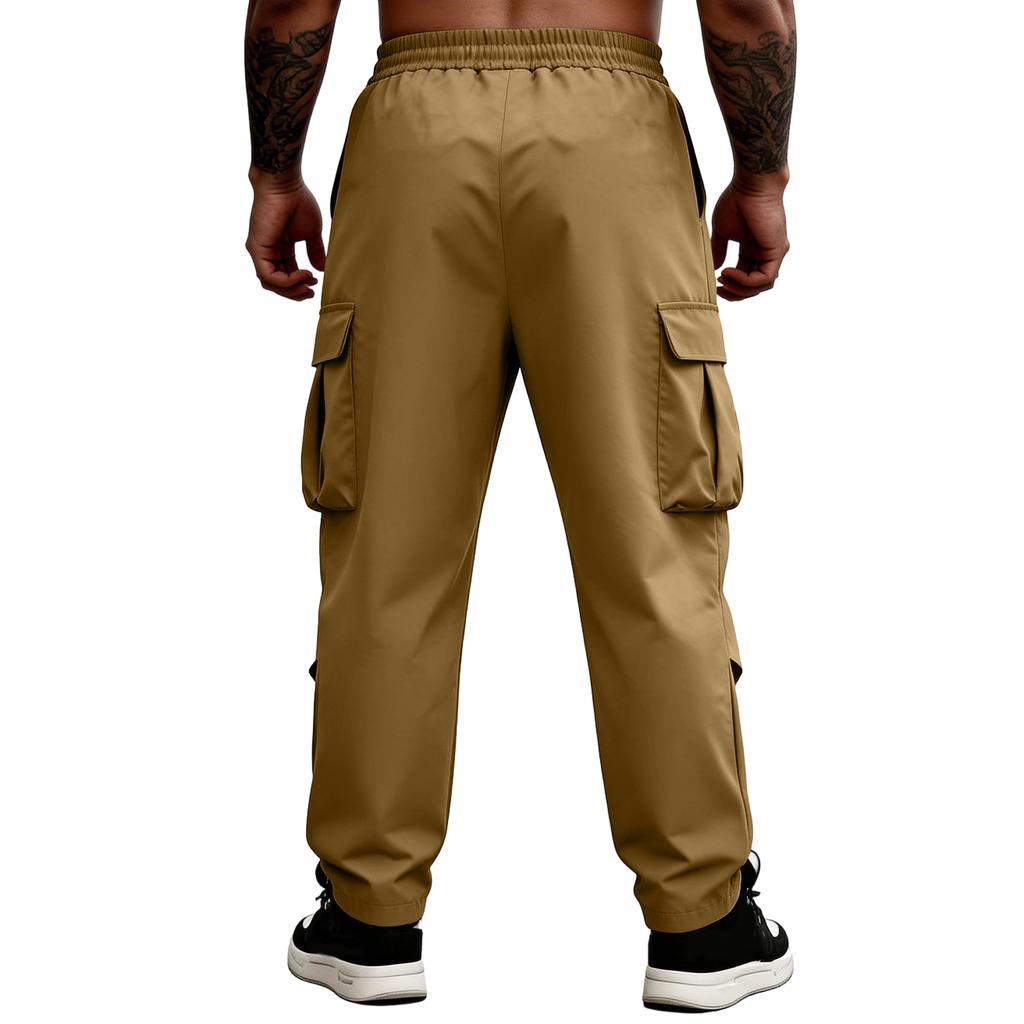 Men's Casual -color Multi-pocket Work Pants - Men's Drawstring Waist Lightweight Sports Pants