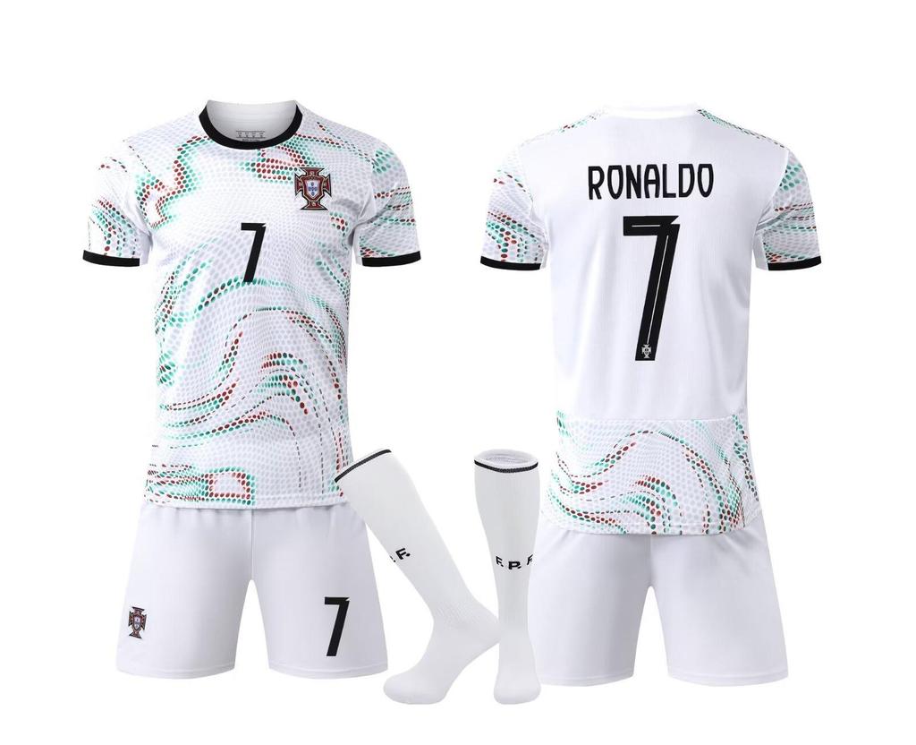 Portugal Away White No. 7 Ronaldo Soccer Jersey, Sizes 14-3XL for Kids & Adults