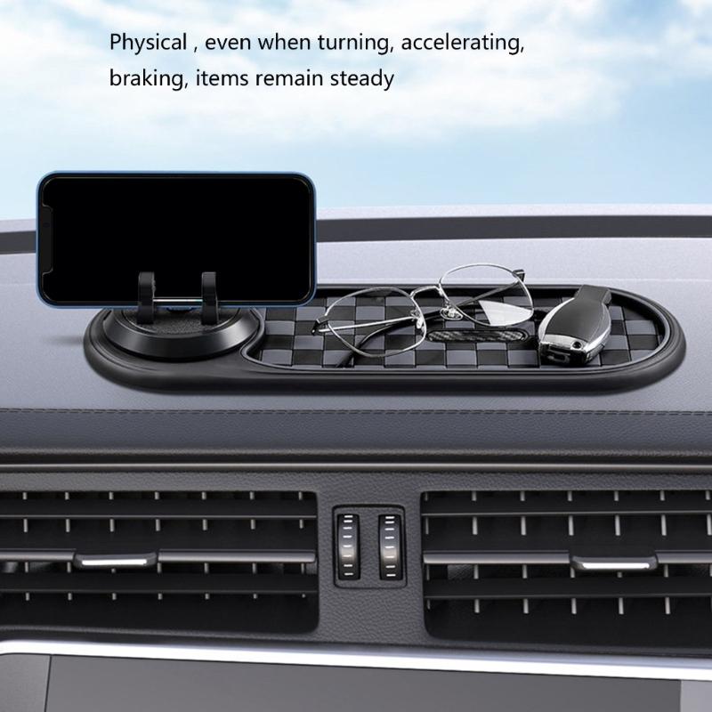360 Degree Adjustable Car Phone Mount with AntiSlip Dashboards Holder Integrated Parking Number Sign for Mobile Device