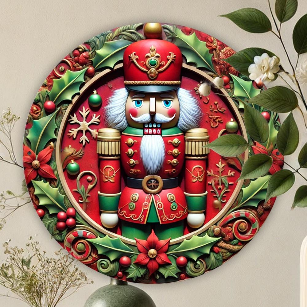 Raumdeko 1 Stück Festlicher Nussknacker Holz Wandkunst, Perfekt für Haustür- oder Wanddekoration, Willkommenstür-Design, Haus Garage Badezimmer Dekoration Vorne